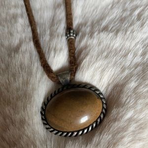 NY brown charm necklace